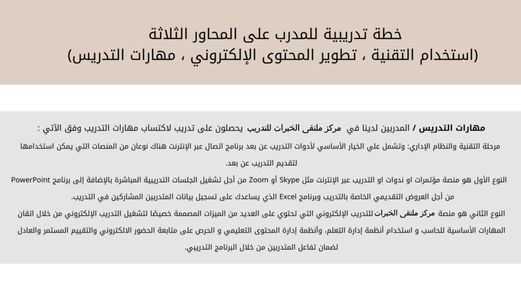 الخطة التدريبية للمدرب